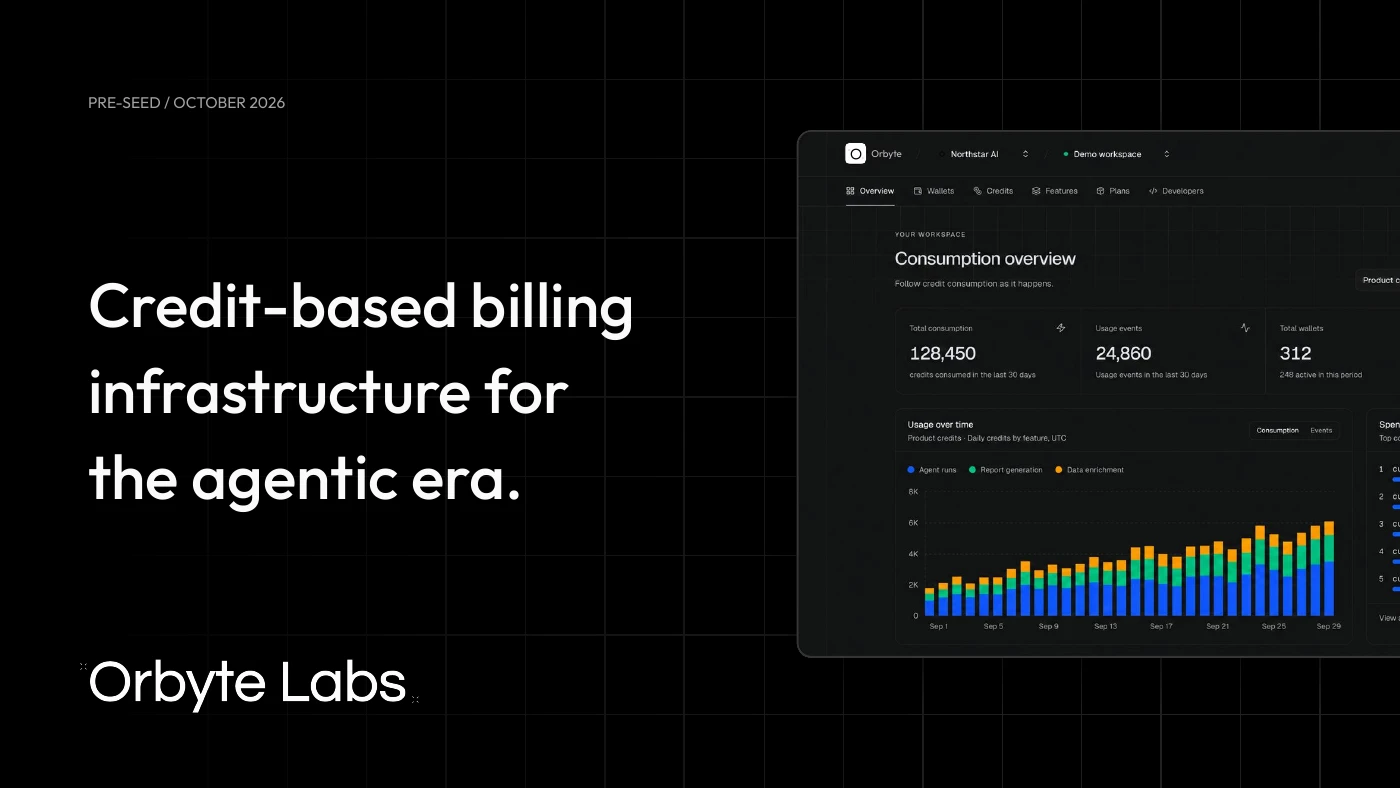 Orbyte pre-seed deck: Credit-based billing infrastructure for the agentic era